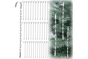 Yookeer 50 Pcs Victorian Christmas Tree Metal Tinsel 9.8, 7.9, 5.9 Inch Vintage Tin Icicles Christmas Tree Tinsel Hanging Ornaments Nostalgic Decor for Xmas Party Decorations Supplies