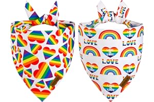 THLOH Pride Dog Bandanas - 2 Pack Reversible LGBT LGBT+ Love is Love Pet Scarf for Boy and Girl | Premium Durable Fabric | Rainbow Bandana for Small Medium Large and Extra Large Dogs (Large)