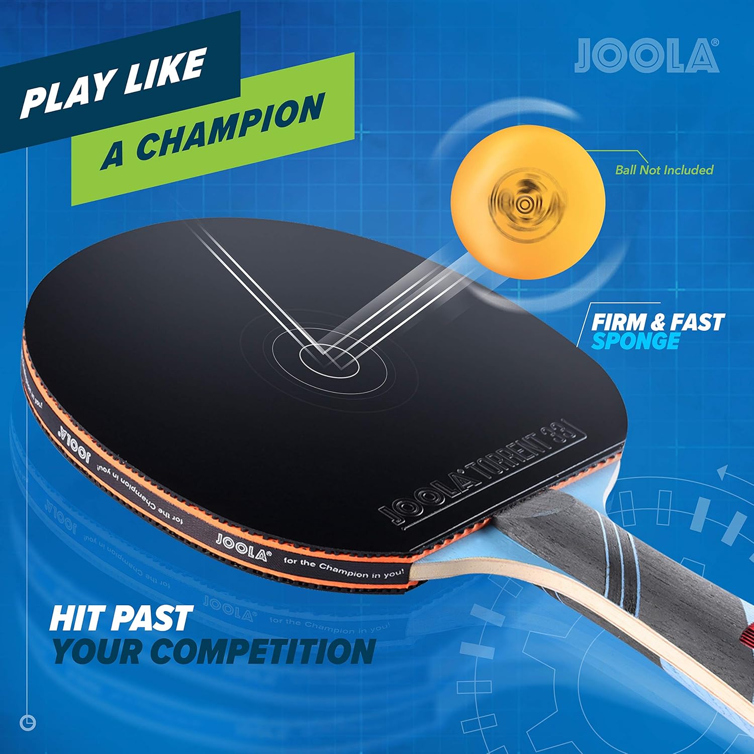 JOOLA Omega Speed - Table Tennis Racket for Advanced Training with Flared Handle - Tournament Level Ping Pong Paddle with Torrent 33 Table Tennis Rubber- Designed for Speed : Sports & Outdoors