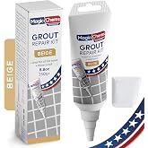 Magic Chems Grout Repair Kit, Beige, Fast Drying Sealer &amp; Filler, 8.8 oz | Tile Filler; Restore &amp; Renew; Tile Grout Repair, 250gr, Tube Repair Kit, Tile Grout Paint, Bathroom Floor, Tile Gaps, Lines