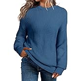 EVALESS Sweaters for Women Cute Lantern Sleeve Pullover Sweater Cable Knit Tops Fall Fashion Clothes Teacher Outfits