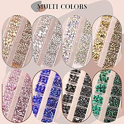 1680Pcs Red Glass Nail Rhinestones 180Pcs Multi