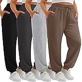 JoyMotion 4 Pack Women's Plus Size Sweatpants, Drawstring Loose Fit Joggers Pants Comfy Casual Athletic Pants with Pockets