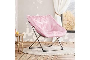 Folding Saucer Chair for Adults, Comfy Lazy Chair with Sturdy Metal Frame & 300LB Capacity, No Assembly Required, Portable Fl