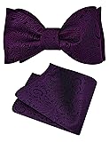 GUSLESON Mens Dark Purple Self Tied Bow Tie Silk