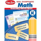 Evan-Moor Skill Sharpeners Math Workbook, Kindergarten, Addition, Subtraction, Numbers, Geometric Shapes, Word Problems, Place Value, Tell Time, Patterning, Measuring, Fun Activities, Homeschool