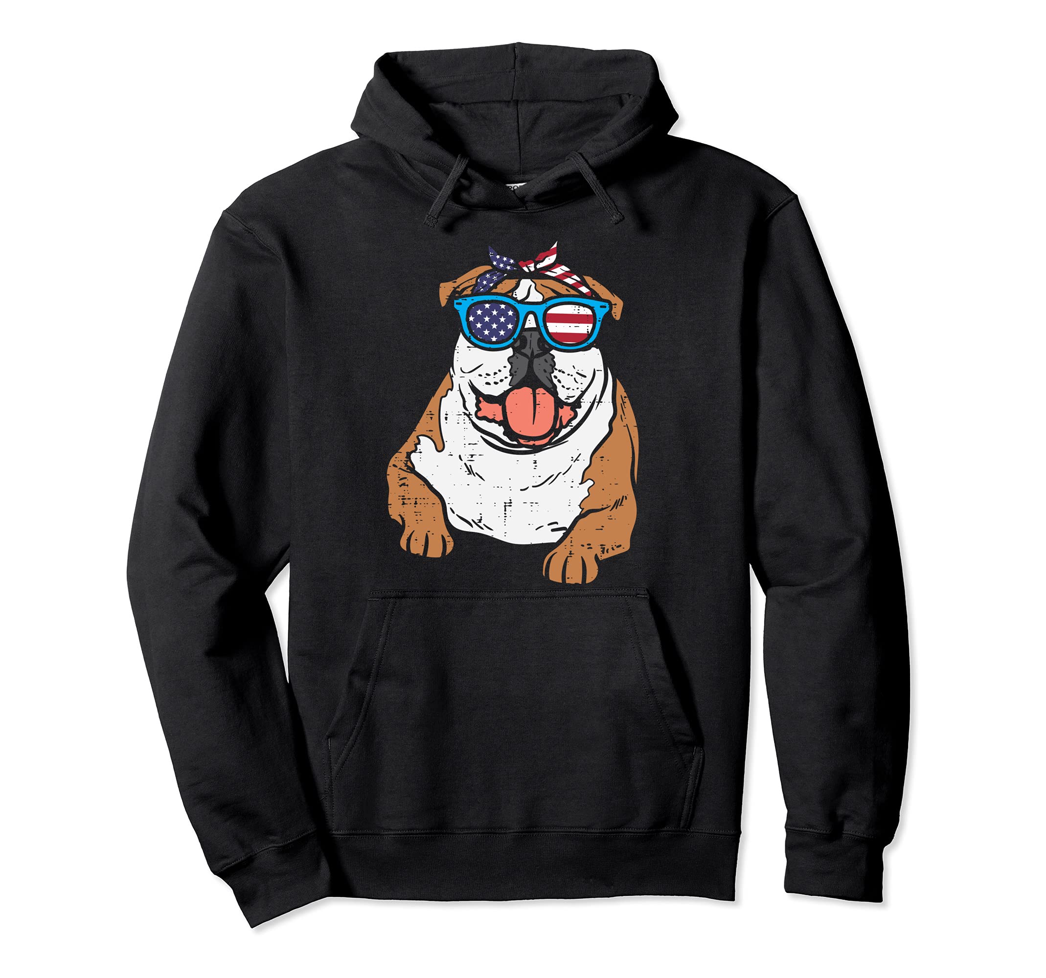 Bandana English Bulldog American USA 4th Of July Fourth Dog Pullover Hoodie