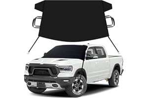 EcoNour Truck Windshield Snow Cover for Dodge Ram 1500-4000 (1994-2025) | 600D Oxford Car Cover for Snow and Ice Protection | Heavy-Duty Car Snow Cover | Ram Truck Accessories for Ice,Winter,Frost