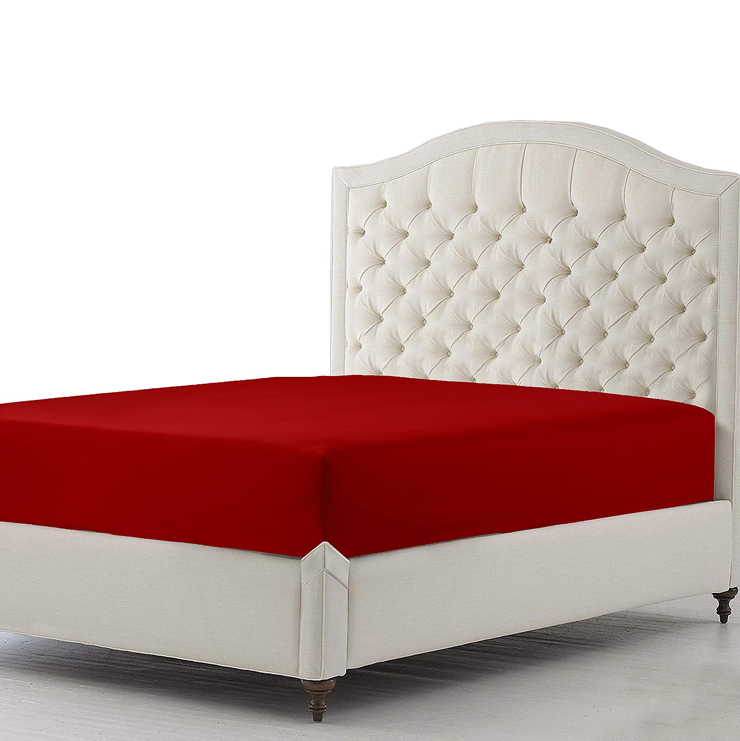 Sapphire collection 300 Thread Count 100% Egyptian Cotton Fitted Sheets (Super King, Red) โ image 1