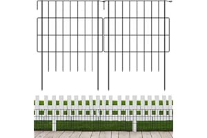 C CASIMR Animal Barrier Fence 17in(H) x 10.6ft(L), No Dig Decorative Garden Fence with 1.25in Gap, 10 Pack Rustproof Metal Border Panel for Dog Rabbits, Wire Mesh Flower Lawn Fencing for Outdoor Yard Patio