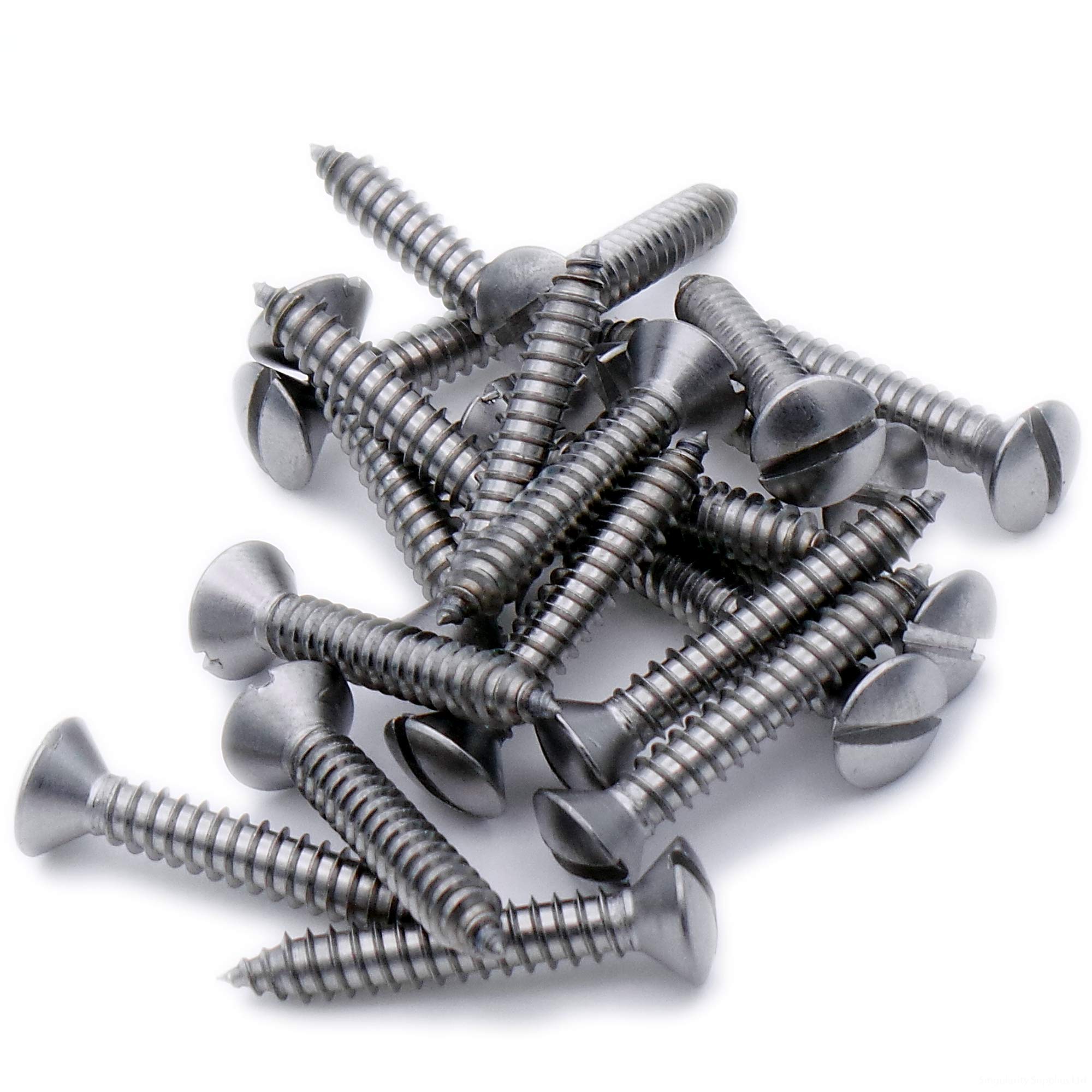 No.4 x 0.25 (2.9mm x 6.5mm) Slot Raised Countersunk Self-Tapping Screw - Stainless Steel (A2) (Pack of 20)