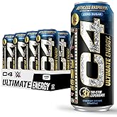 C4 Ultimate x WWE | 300mg Caffeine Sugar Free Energy Drink | Ruthless Raspberry| 16oz (Pack of 12)