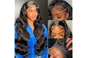 ABBETEY 13x6 Lace Front Wigs Human Hair 180 Density Body Wave HD Lace Frontal Wigs for Black Women Glueless Wigs Human Hair Pre Plucked with Baby Hair (24 Inch)