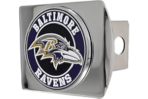 NFL Chrome Metal Hitch Cover with 3D Colored Team Logo by FANMATS - Unique Roundel Molded Design - Easy Installation on Truck, SUV, Car - Ideal Gift for Die Hard Football Fans