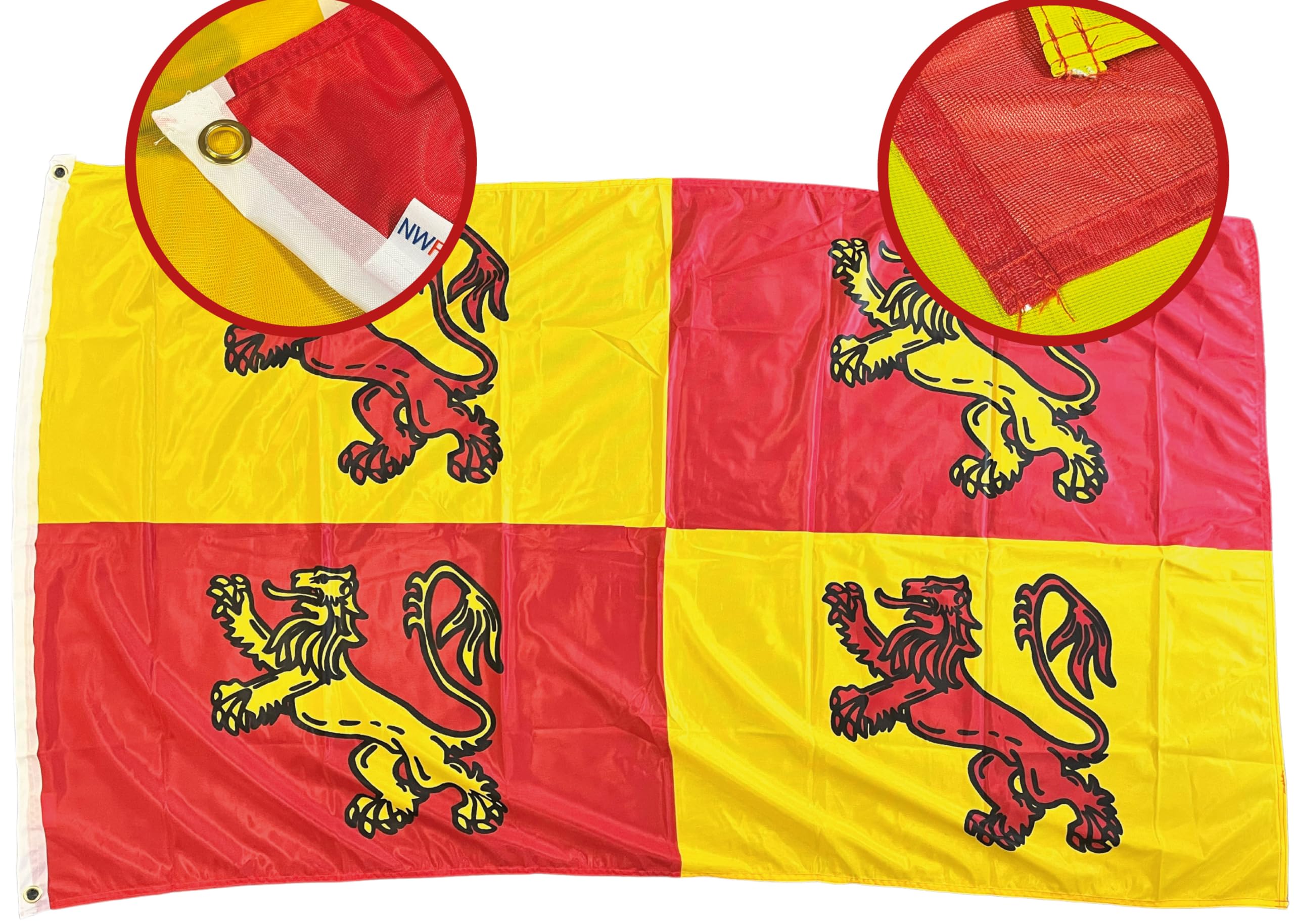 NWFlags Owain Glyndwr Flag 5ft x 3ft | Outdoor Heavy 110d Knitted Polyester | 5x3 Welsh St David's Day Heavy Duty Strong Flag for Garden Flagpole with 2 metal eyelets