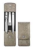 Zwilling push-button-case, cowhide, silver, 3-pc