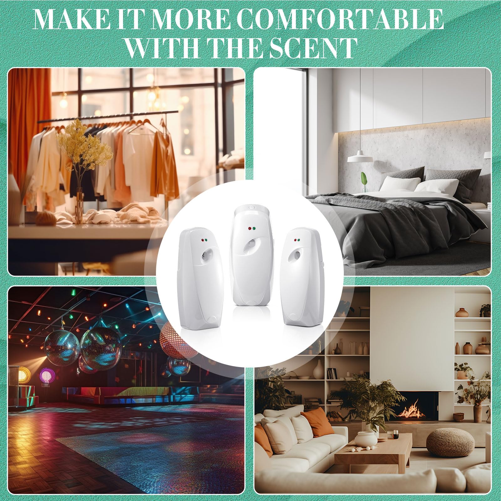 Maxcheck 4 Pcs Automatic Air Freshener Spray Dispenser Wall Mounted Automatic Spray Dispenser Air Freshener for Bathroom Battery Operated Free Standing for Commercial Place and Room(White)