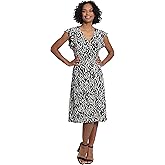 London Times Womens Leaf Print V-Neck Ruffle Sleeve Dress