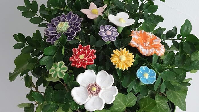 10 Keramikblumen: Gemischt/bunt