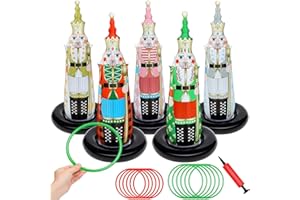 ANROOG Christmas Ring Toss Games for Family Kids Party 5 Pack Inflatable Nutcrackers Toss Game Adults for Indoor Outdoor Garden Toys Gifts Holiday Decorations