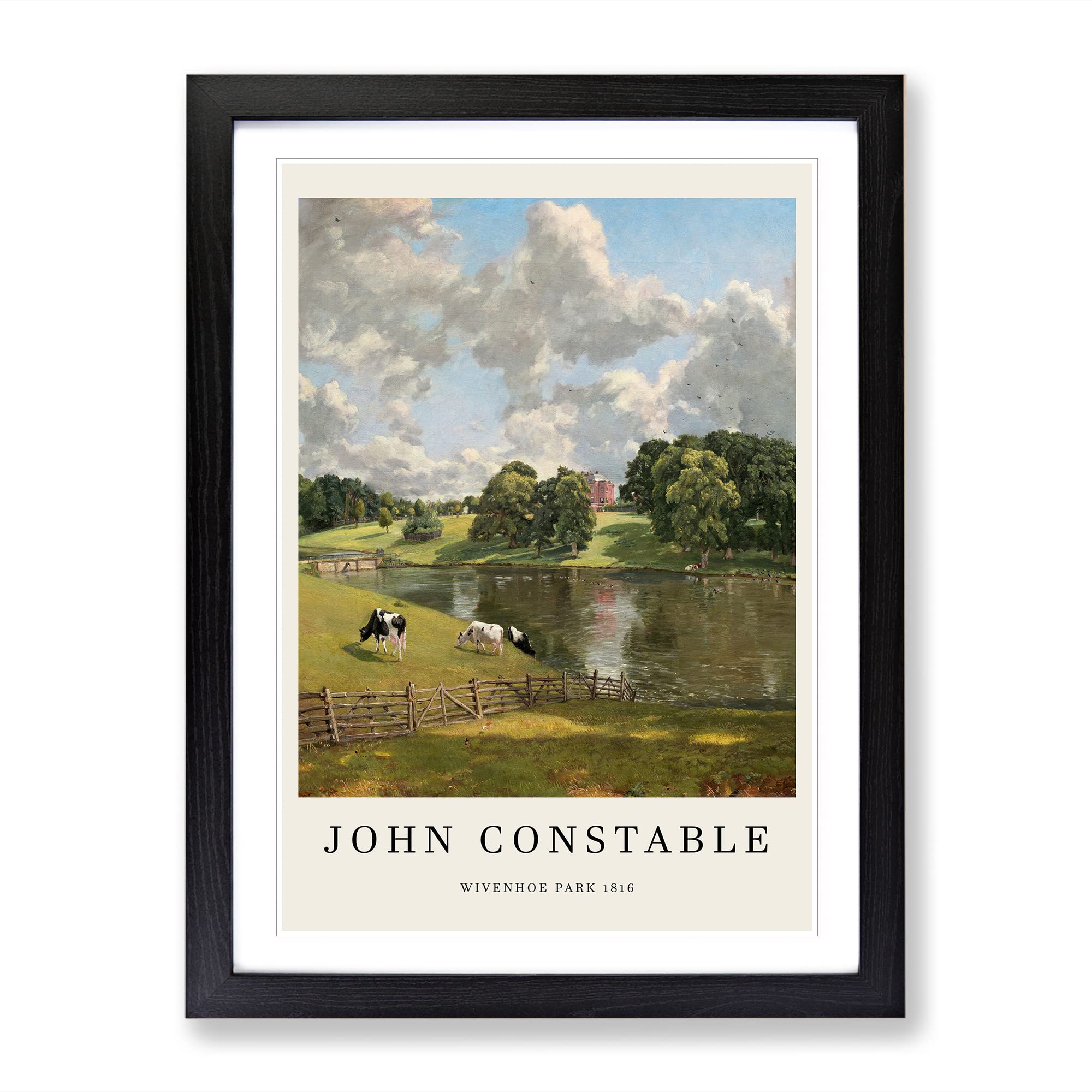 Wivenhoe Park In Essex By John Constable Exhibition Museum Painting Framed Wall Art Print, Ready to Hang Picture for Living Room Bedroom Home Office Décor, Black A3 (34 x 46 cm)