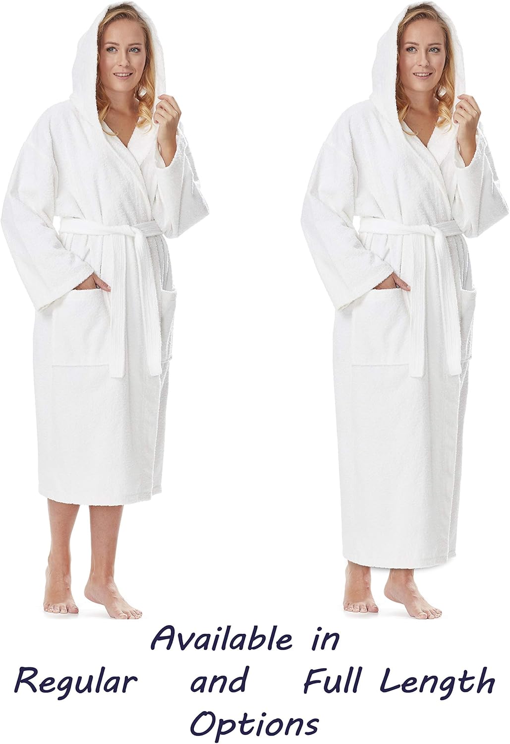 Arus Women's Hooded Classic Bathrobe Turkish Cotton Robe with Full Length Options at  Women’s Clothing store