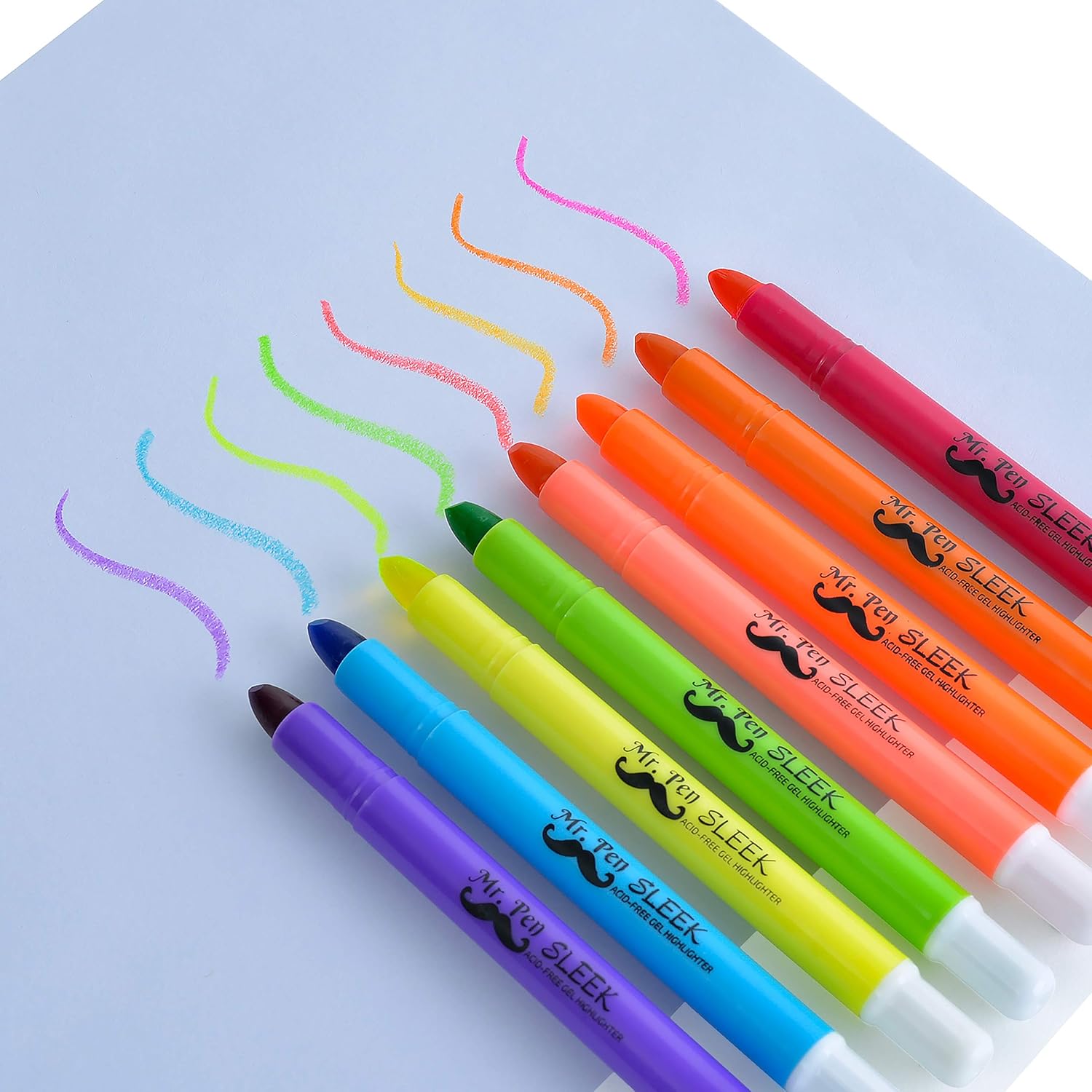 Mr. Pen No Bleed Gel Highlighter, Bible Highlighters, Assorted Colors, Pack of 8 : Office Products
