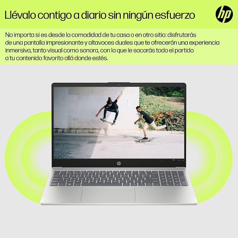 15-fd0261ns - Portátil FHD de 15,6" (Intel N100, 4GB RAM, 128GB UFS, Intel UHD, Windows 11) Prateado - Teclado QWERTY em espanhol - Inclui Microsoft 365 Personal 12 Meses
