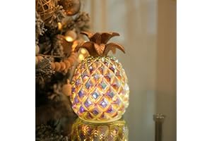 hvfun Iridescent Glass Pineapple Light – Battery-Powered LED Lamp with Steady & Twinkling Modes, 6-Hour Timer – Ideal for Tropical Decor & Gifts