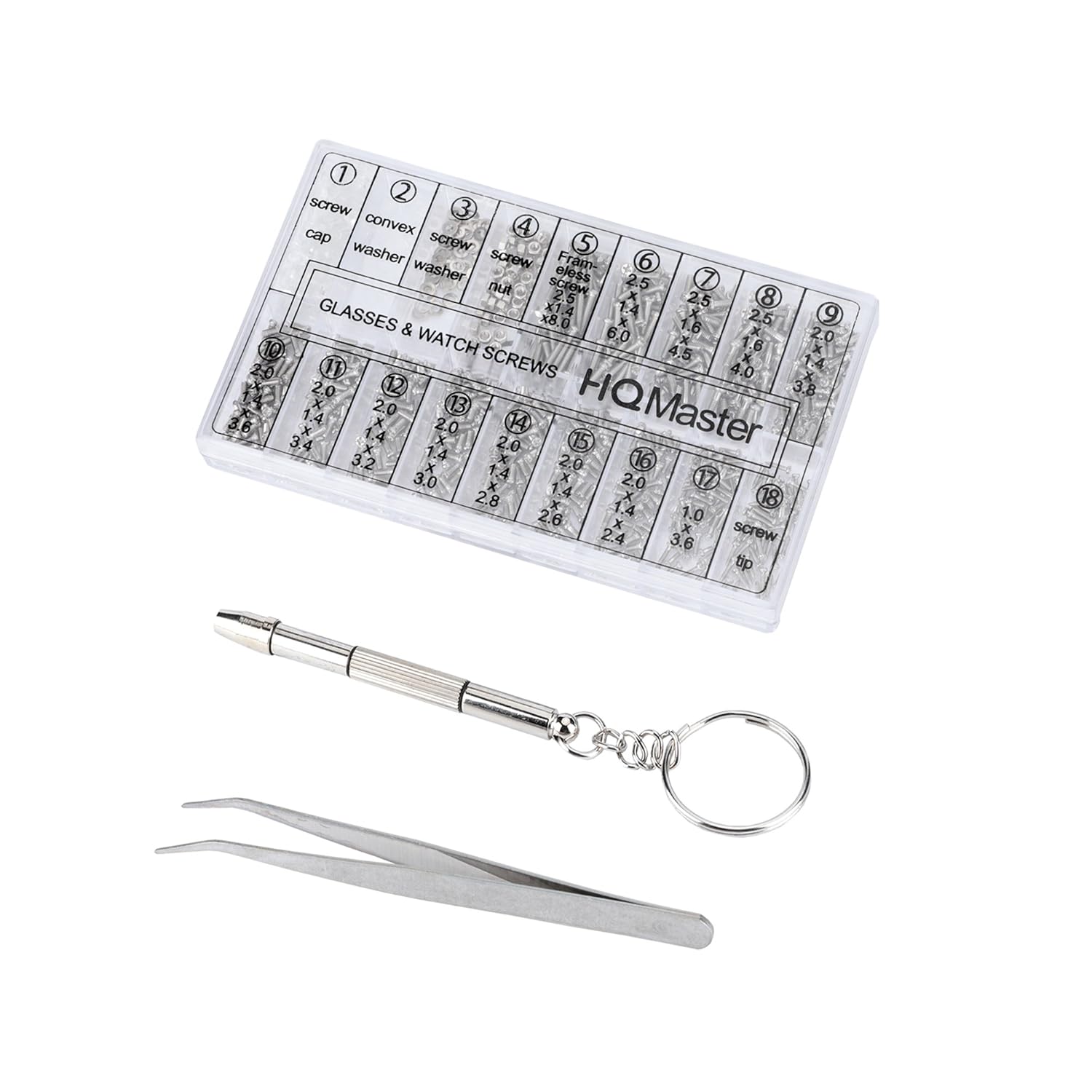HQMaster Eyeglass Repair Kit, 1000Pcs Sunglasses Watch Tiny Screws