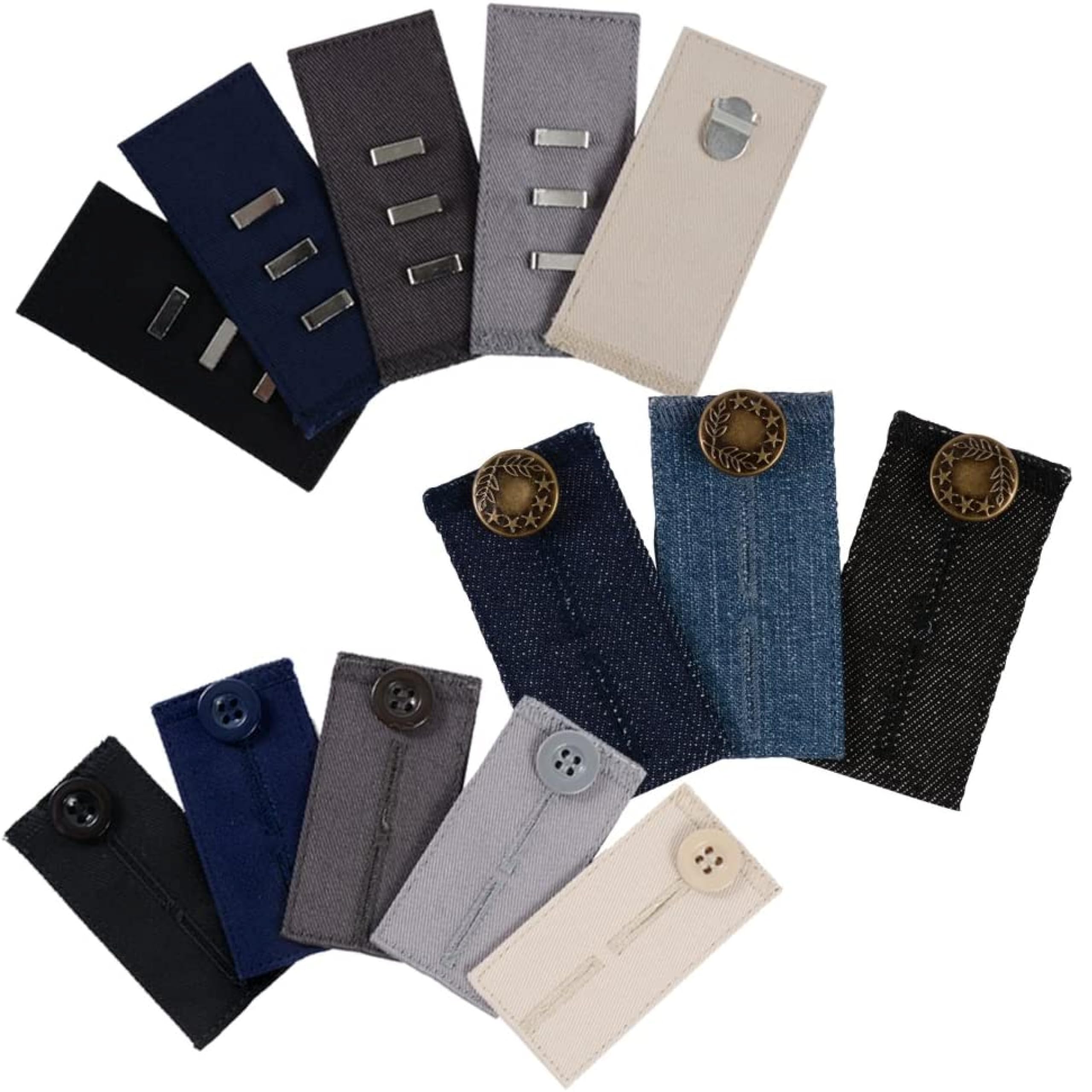 Comfy Clothiers Trouser Extender Bundle - 13 Extenders (3 Types) for Button and Hook Trousers, Skirts or Jeans