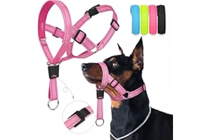 Weesiber No-Pull Dog Head Halter - Adjustable Dog Muzzle Leash, Padded Head Collar for Dogs to Prevent Heavy Pulling On The Leash(Pink,L)
