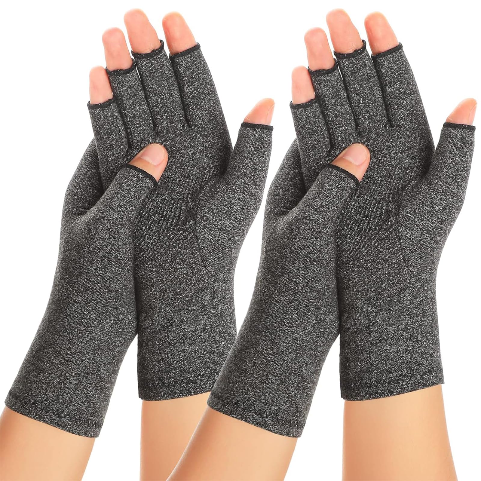 SUPERFA 2 Pairs Compression Gloves for Women and Men, Bamboo Arthritis Fingerless Gloves for Pain Relief