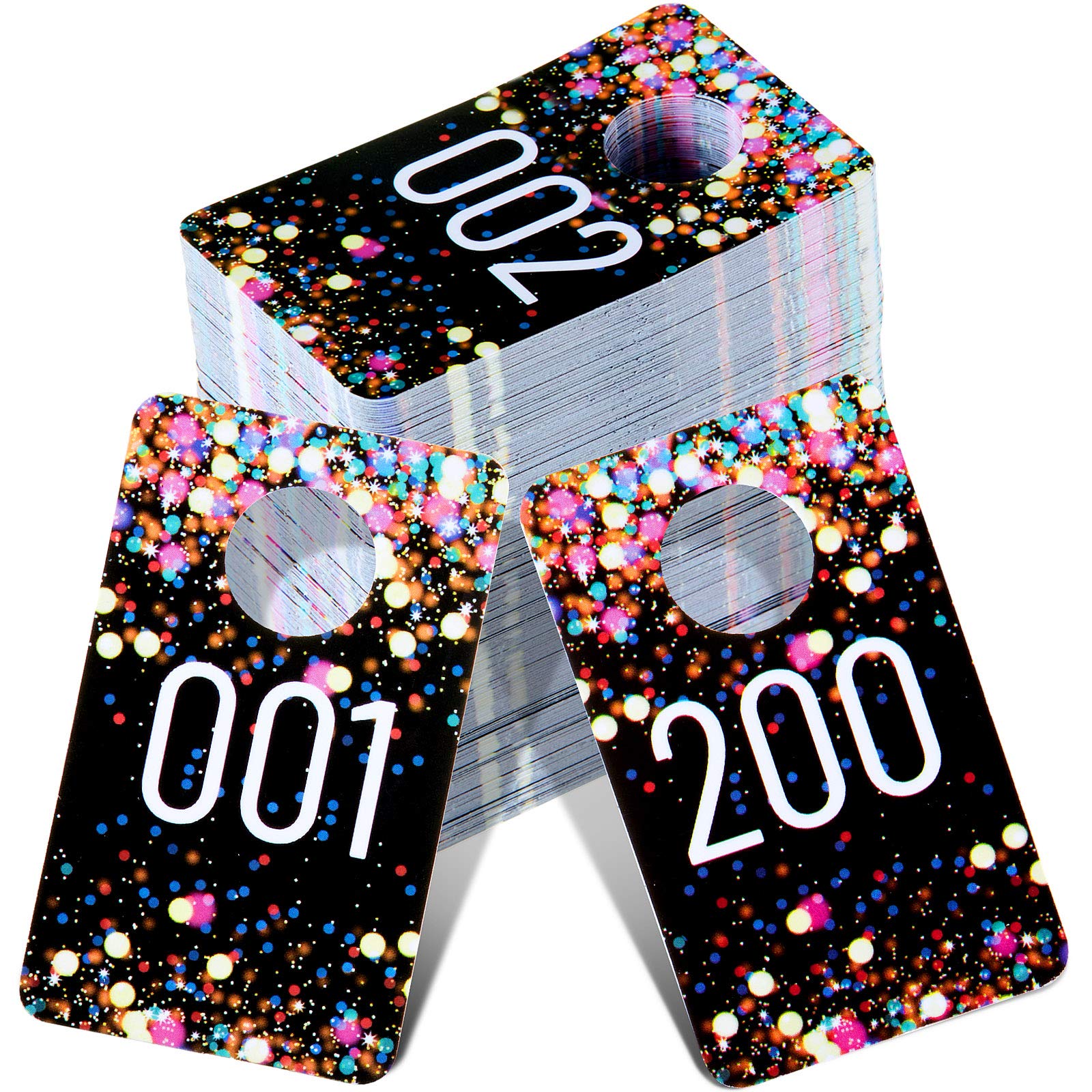 Photo 1 of Jetec 200 Pieces Live Plastic Number Tags, Consecutive Reusable Normal and Mirrored Image Number Tags for Live Coat Room Hanger Cards