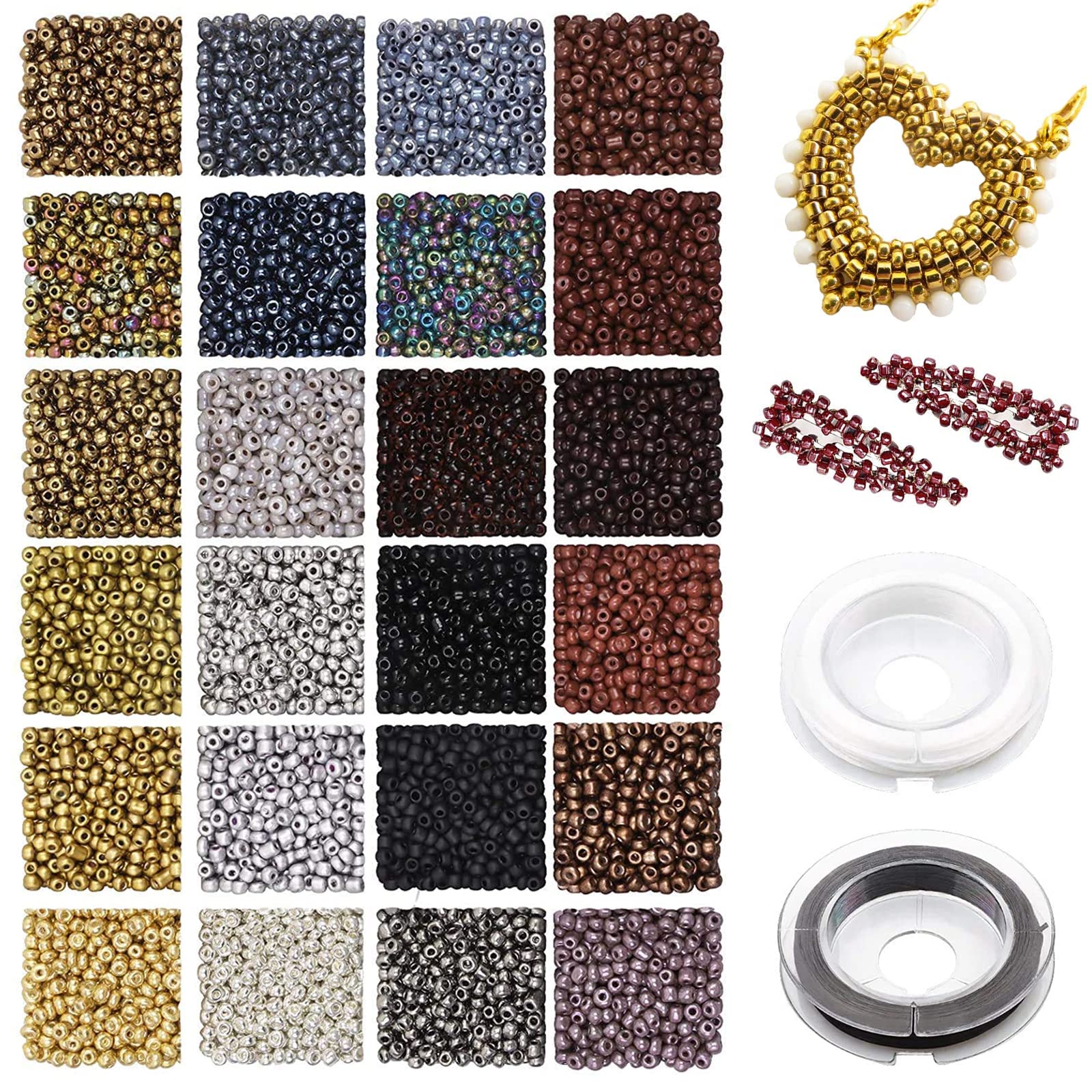 7200pcs Glass Seed Beads 2mm Small Bracelet Beads Craft Beads Pony Seed Beads 24 Colors Opaque Beads for DIY Necklaces Earrings Crafting Jewelry Making Kit — image 1
