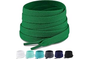 Puzeam Upgrade Tight Weave Flat Shoelaces 28 Colors 5/16" Wide Shoe Laces for Sneakers - 2Pairs