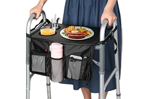 Trays for Walkers, Multifunctional Folding Walker Trays with Multi Pocket & Cup Holder, for Meals, Drinks, Reading, Décoratio
