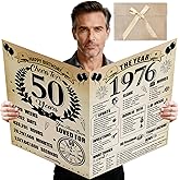 Uiorgui Large 50th Birthday Cards for Men Women, Vintage 1976 Happy 50th Birthday Greeting Card with Envelope Jumbo Fifty Guest Book Cheers to 50 Years Decorations Gifts Party Supplies