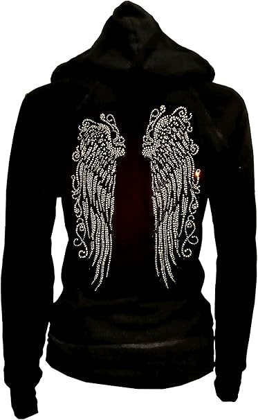 angel wing hoodies with rhinestones