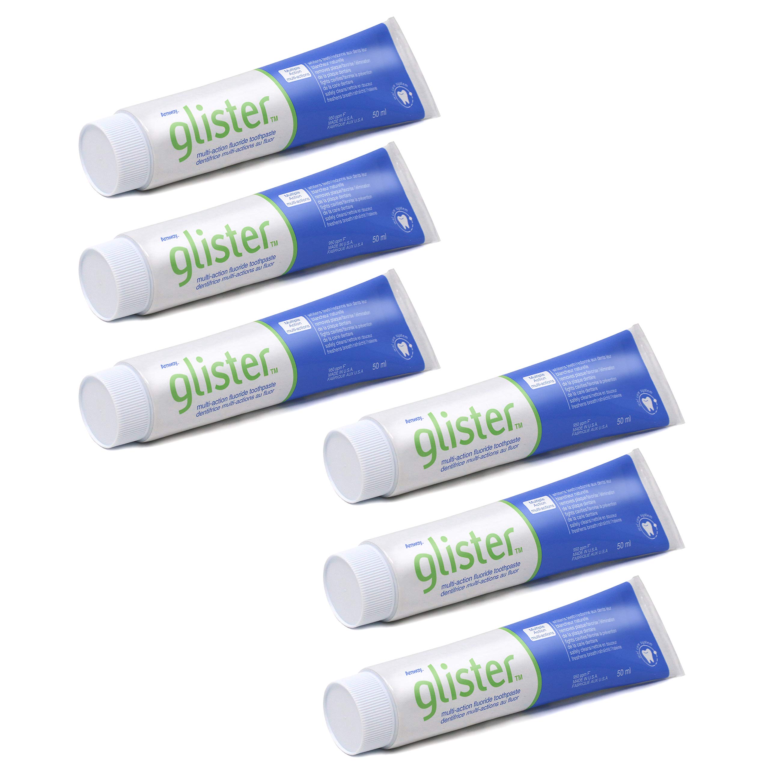 Toothpaste Travel Size Glister - 6x50 ml. / 75gr.-REMINACT™ Formula Helps redeposit Essential Minerals Back onto The Enamel to Make Teeth Stronger and More Resistant to Decay.