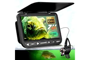 [FishPRO® 2026 Upgrade] NO.1 HD 1080P Underwater Fishing Camera 7'' IPS- w/10,000mAh (Ease To Use) Ice Fishing Camera Underwater, Fish Finder Camera for Ice Lake Boat Fishing w/USB-C, LED+IR, 25m/82ft