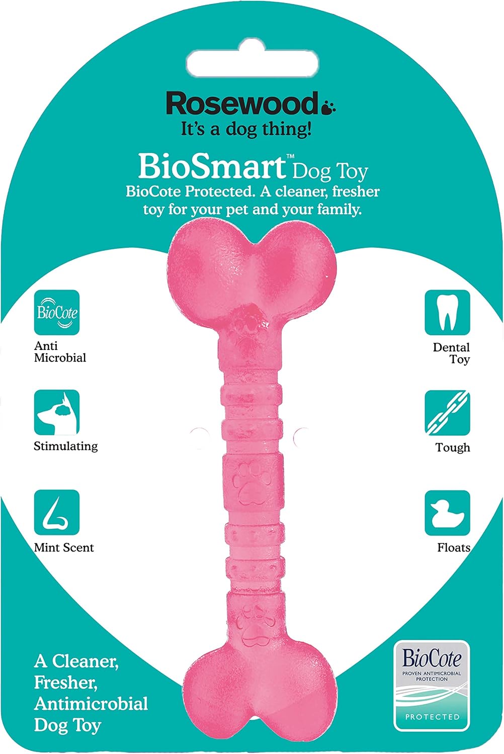 Rosewood BioSafe Puppy Bone, Hygienic Chew Toy for Puppies Antimicrobial, Soothes Teething, Mint Scented