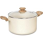 MICHELANGELO Stock Pot - 6 Qt Soup Pot with Lid, Non Stick Pots with Granite Coating, Non Toxic Cooking Pots for All Stovetops, with Stay Cool Handles