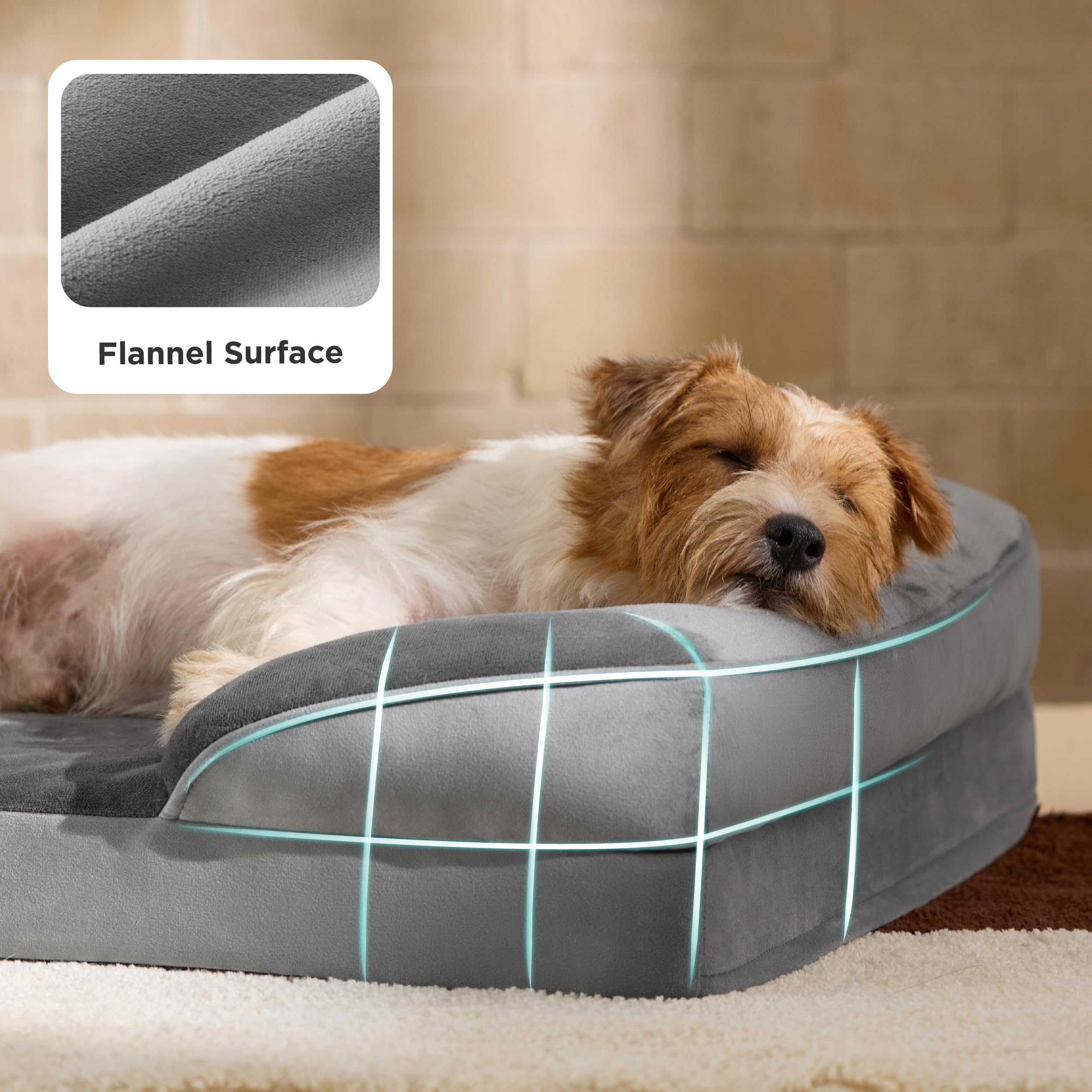 Bedsure Orthopedic Dog Beds Large Sized Dog - Washable Large Dog Cat Bed Waterproof, Comfort Dogs Couch Sofa with Washable Removable Cover, Pet Bed with Nonskid Bottom, Grey, 35