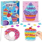 Lonfliness 8PCS Poke-in Craft and Art Kit Dessert Cake Theme No-Mess Fabric Sewing Art Puzzle Puncture Painting Ice Cream Donut Toy Gift for Creative Activity Game Birthday Party
