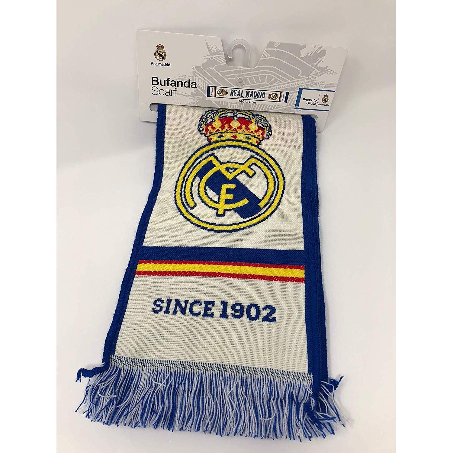 Real Madrid Football Club Official Blue White Yellow Stadium Scarf Badge Crest