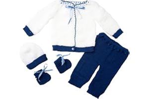 FLVFF BABY Crochet Outfit Set Newborn Clothe Boys Girls Warm Winter Beautiful Clothing 4 Pieces