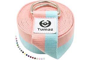 Tumaz Yoga Strap/Stretch Bands [15+ Colors, 6/8/10 Feet Options] with Extra Safe Adjustable D-Ring Buckle, Durable and Comfy Delicate Texture - Best for Daily Stretching, Physical Therapy, Fitness
