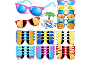 HLDGRAS 24 Pack Kids Sunglasses Bulk Party Favors for Kids 4-8-12 80s Style Neon Sunglasses with UV400 Protection Goodie Bag Stuffers Pool Party Favors Decorations end of Year Student Gifts for Boys and Girls