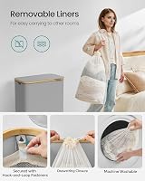 SONGMICS 130L 2-Section Laundry Hamper with Lid Dove Grey LCB513G01 view 5